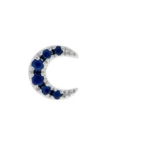 Modern Mood “Ayla” moon white gold and blue sapphire threadless end.